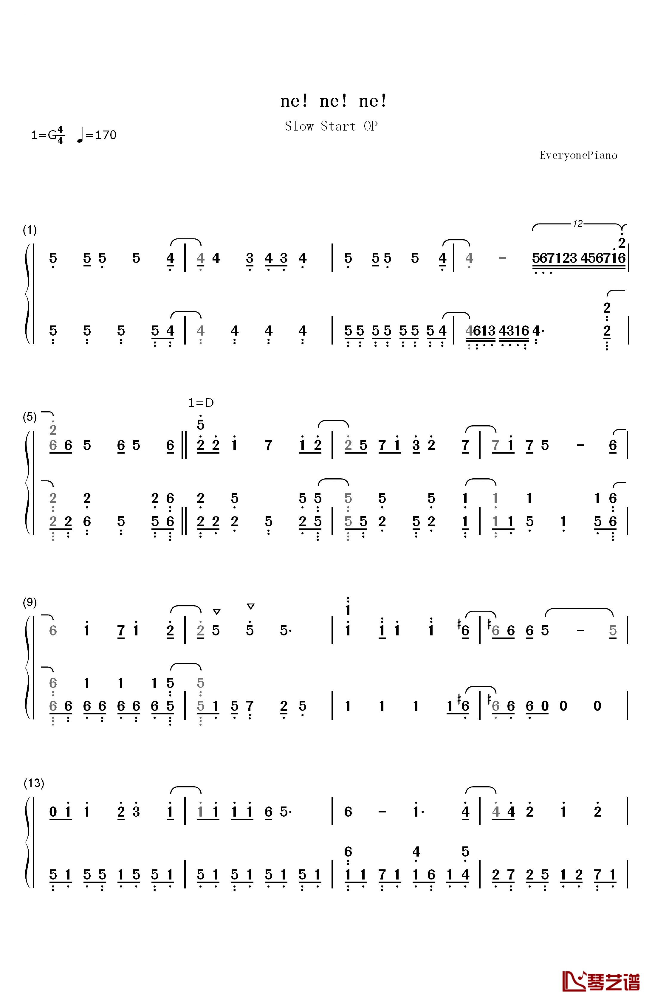 Ne ne ne钢琴简谱-数字双手-STARTails