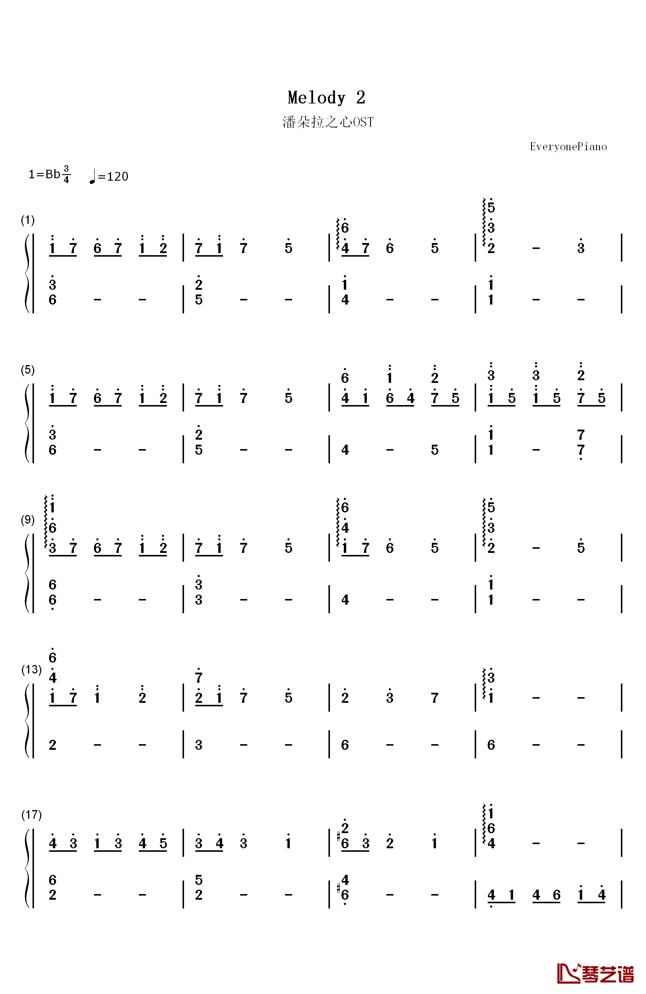 Melody 2钢琴简谱-数字双手-梶浦由记