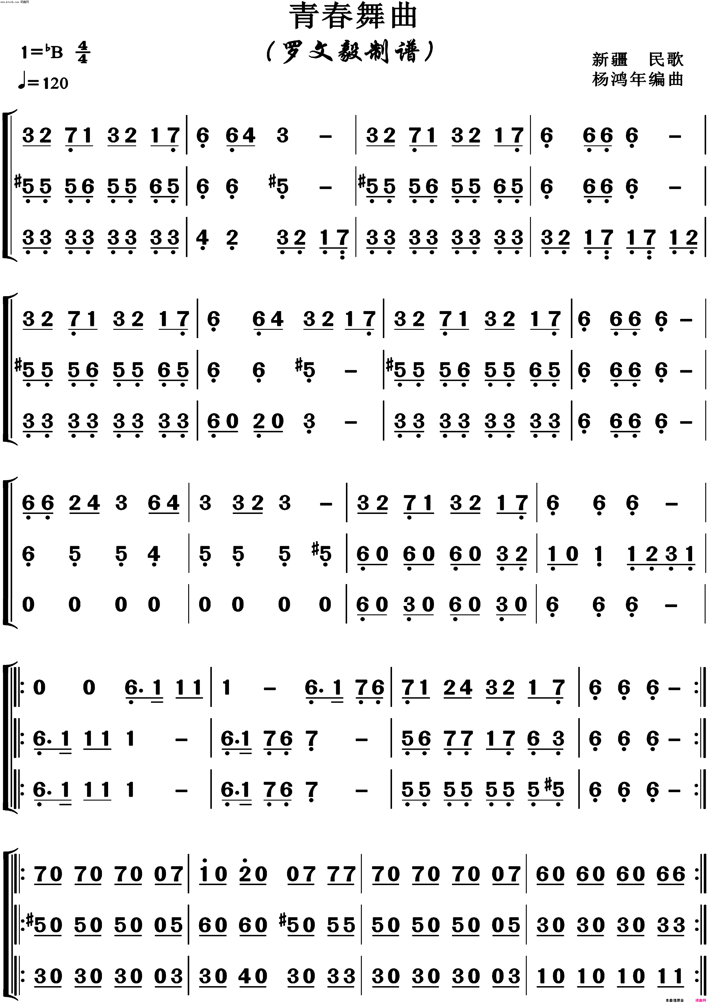 青春舞曲(器乐合奏2)简谱-博夫曲谱