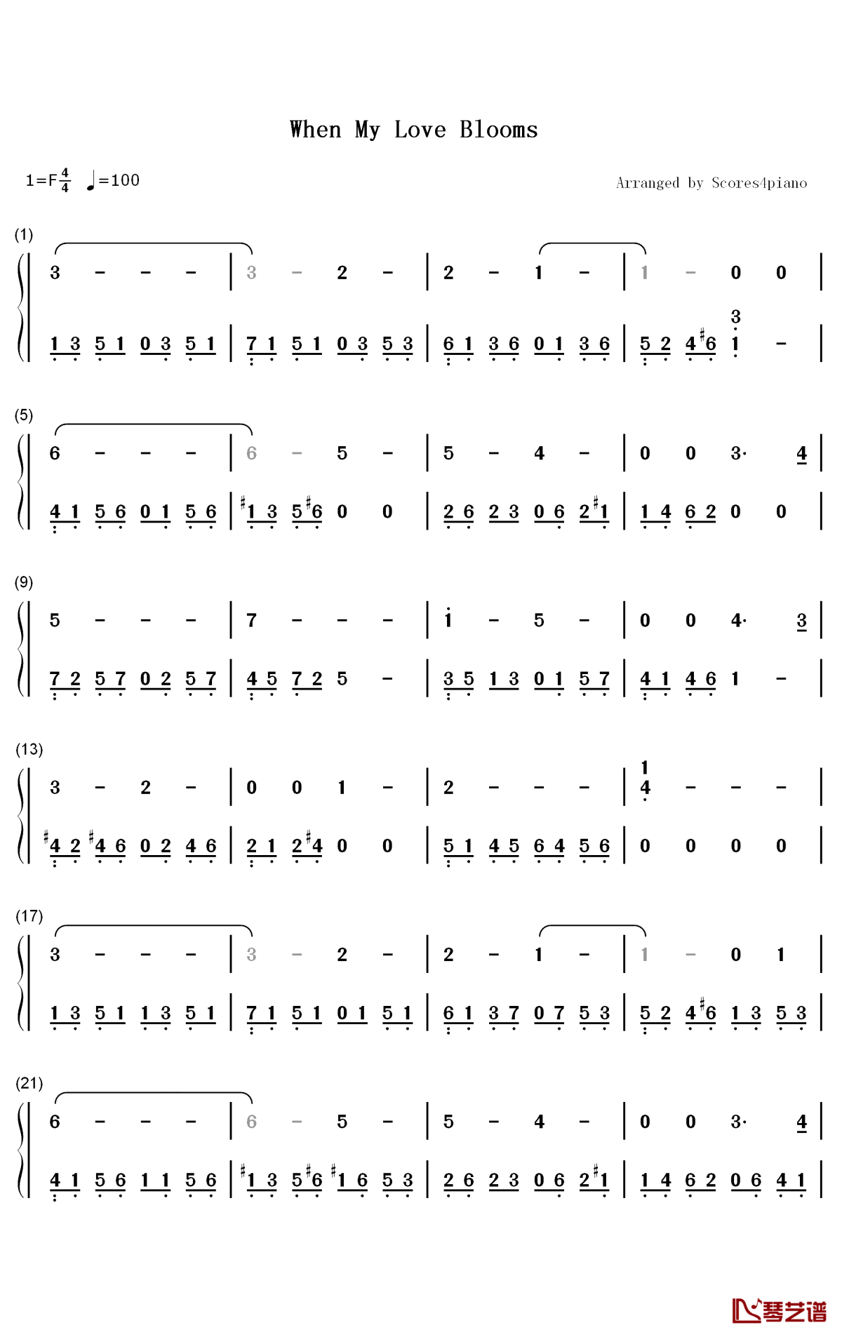 When My Love Blooms钢琴简谱-数字双手-Studio Dragon