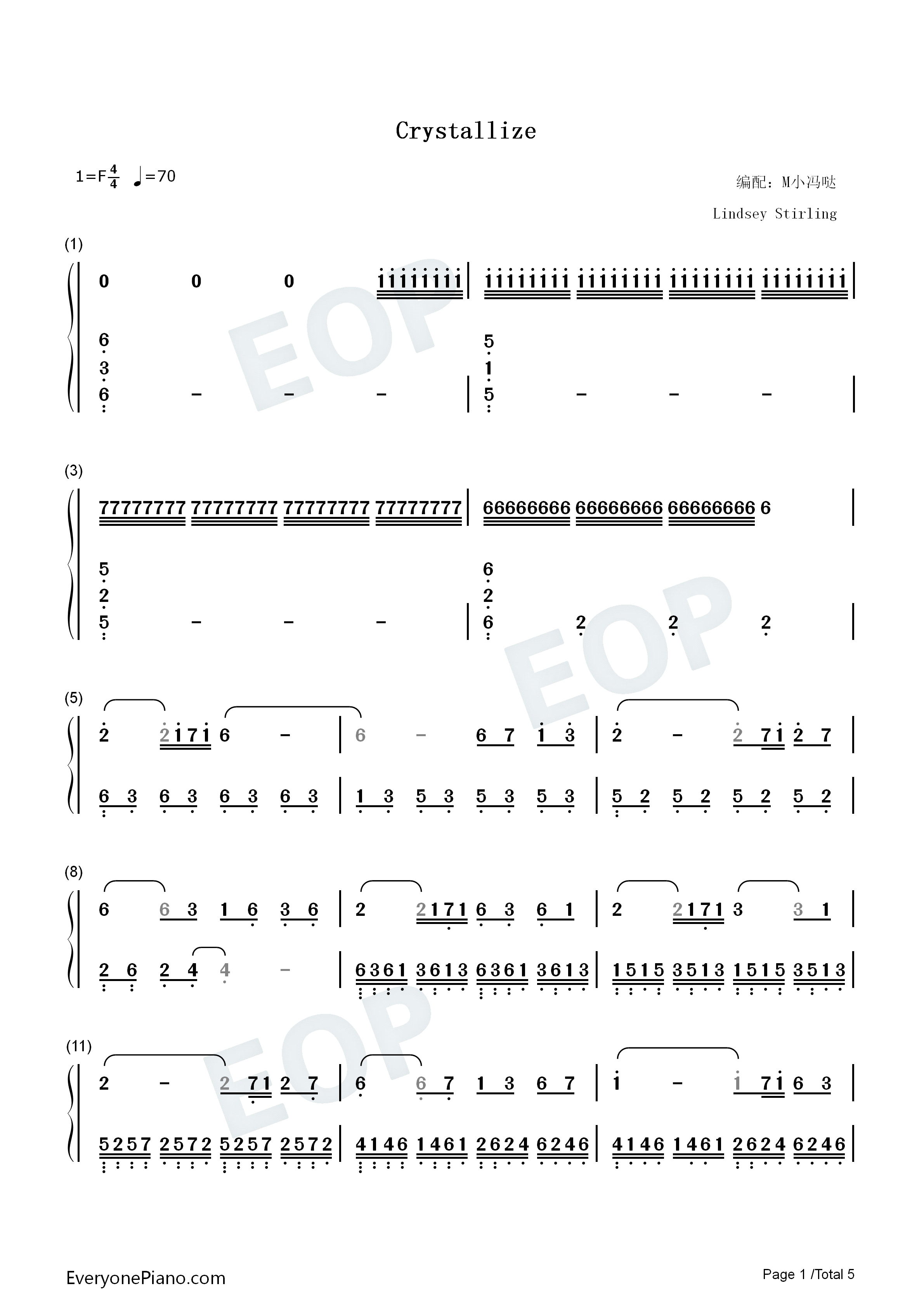 Crystallize钢琴简谱-Lindsey Stirling演唱