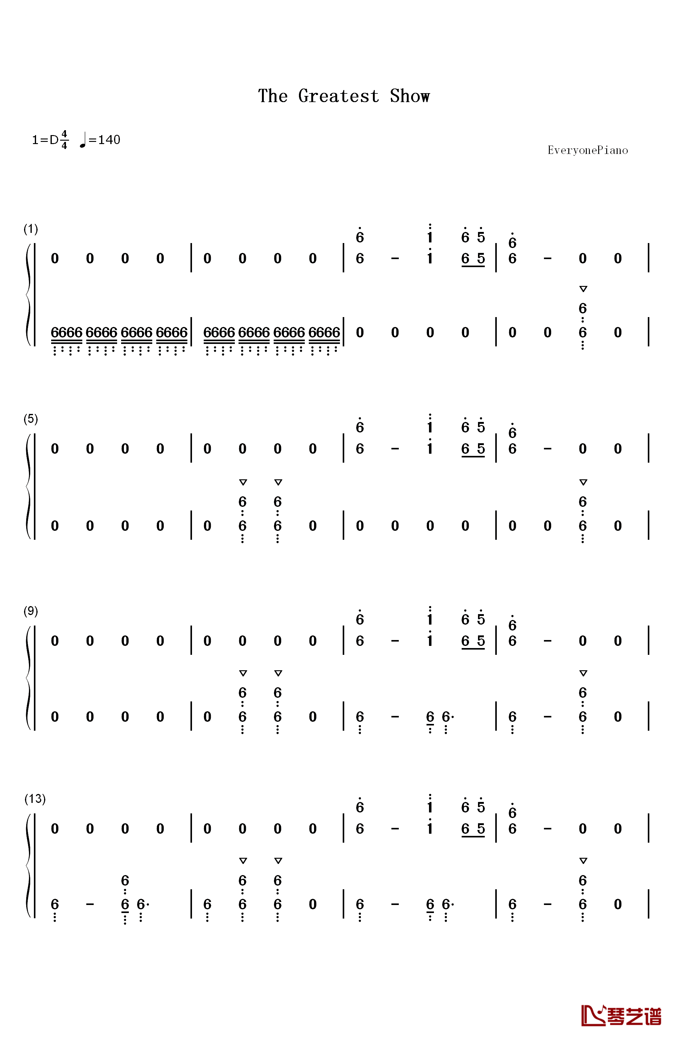 The Greatest Show钢琴简谱-数字双手-Pasek and Paul