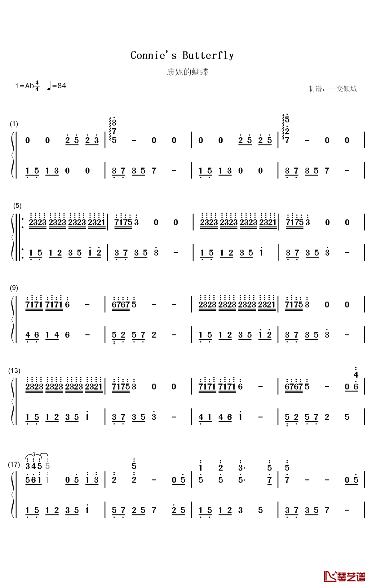 Connies Butterfly钢琴简谱-数字双手-Shardad Rohani