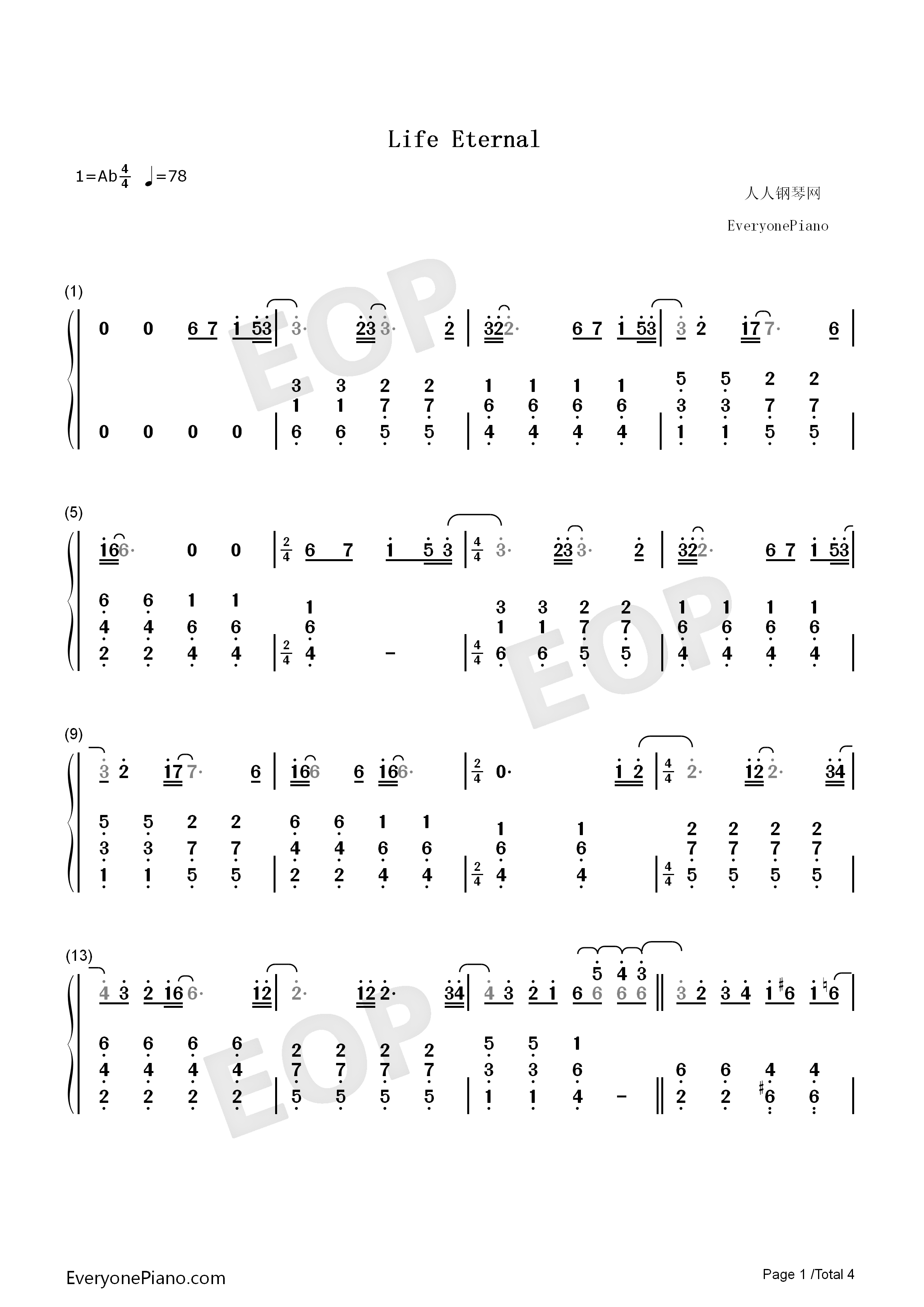 Life Eternal钢琴简谱-Ghost演唱