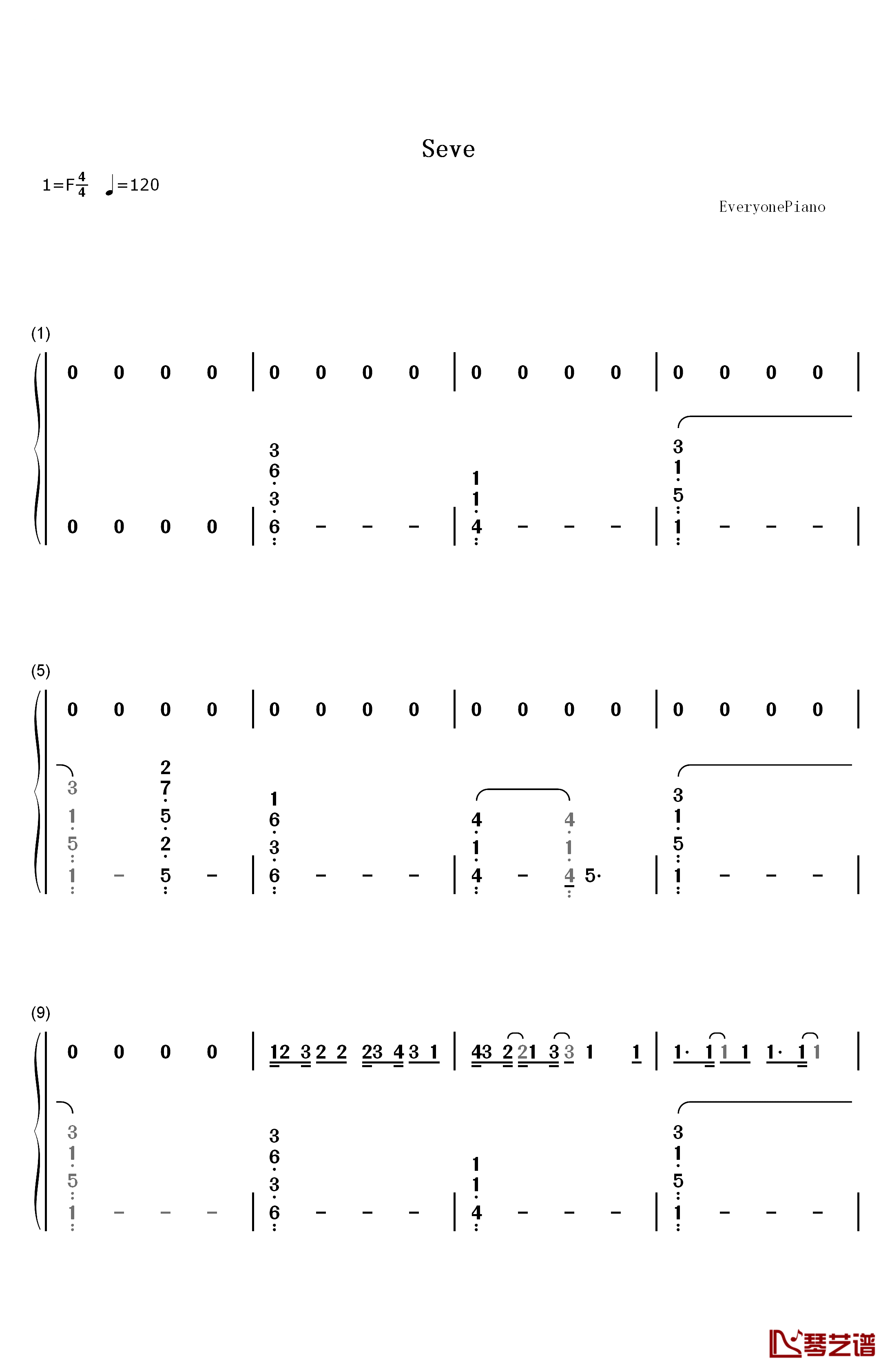 Seve钢琴简谱-数字双手-Tez Cadey