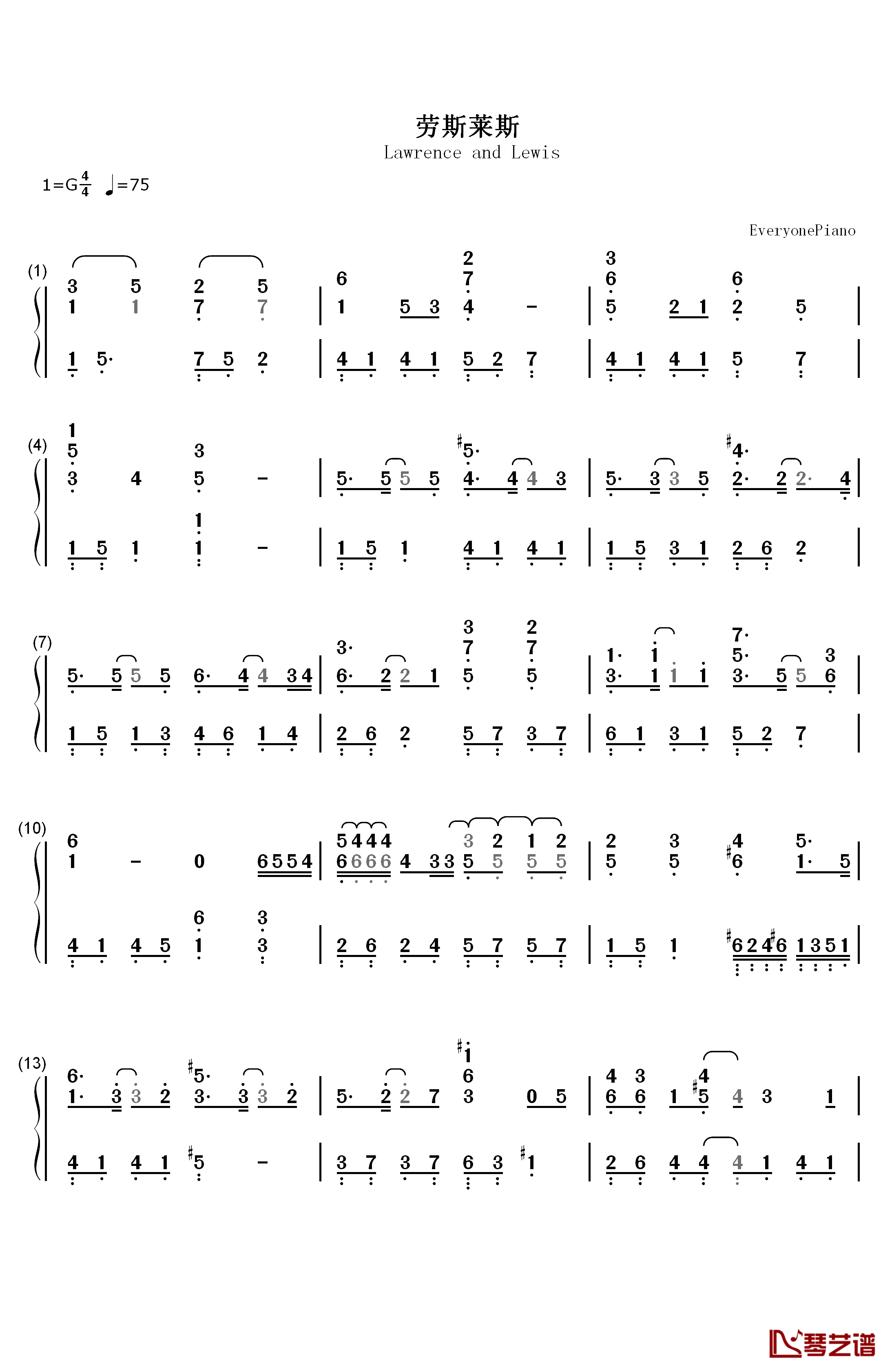 劳斯莱斯钢琴简谱-数字双手-何韵诗