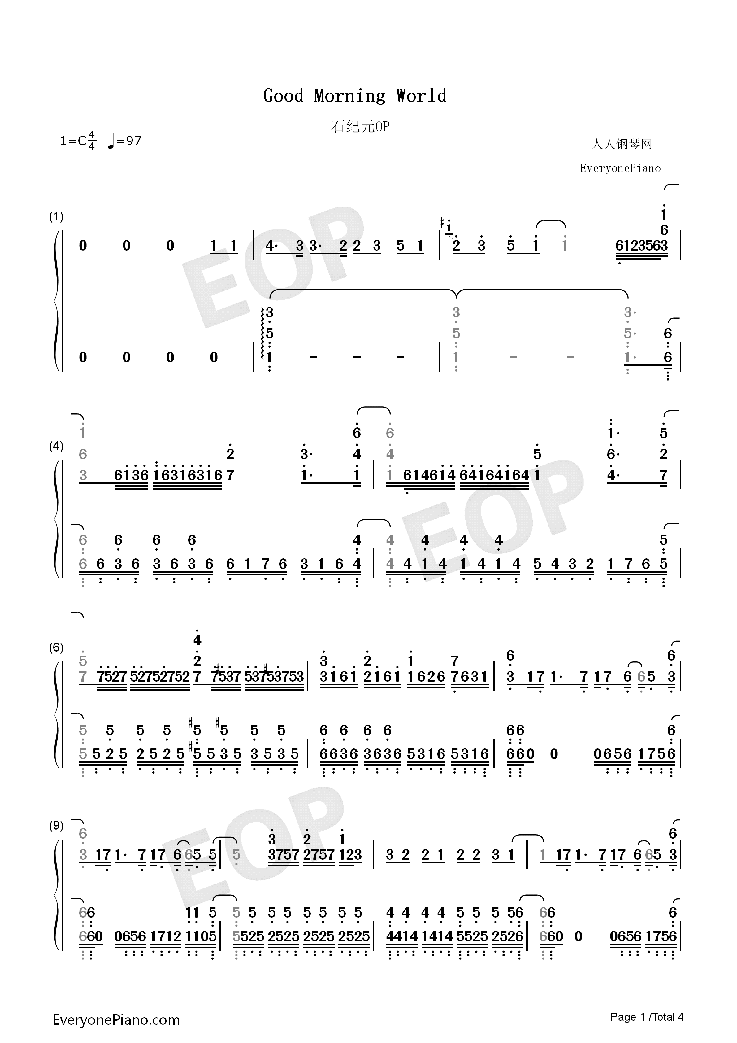 Good Morning World钢琴简谱-Burnout Syndromes演唱