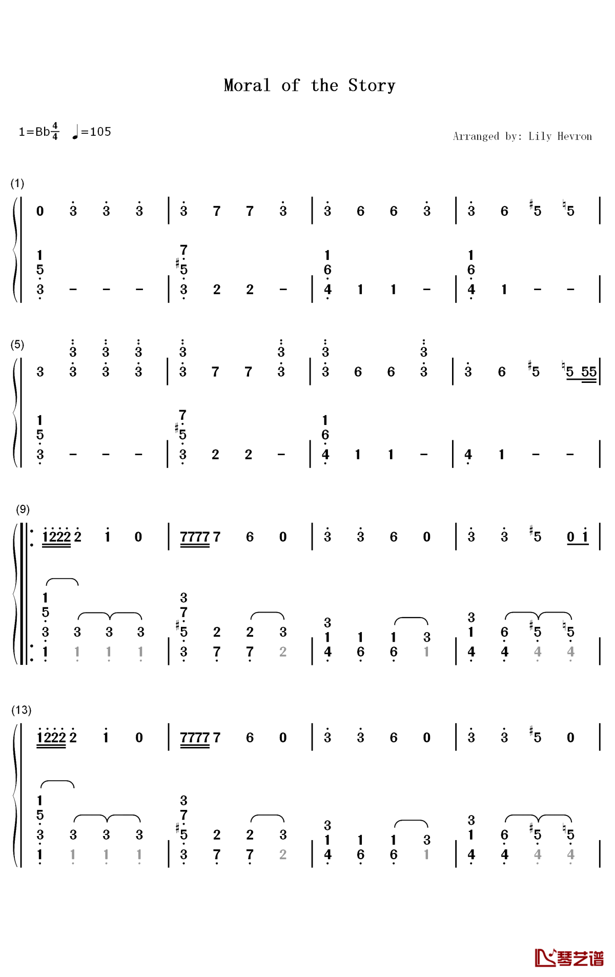 Moral of the Story钢琴简谱-Ashe歌曲-数字双手曲谱