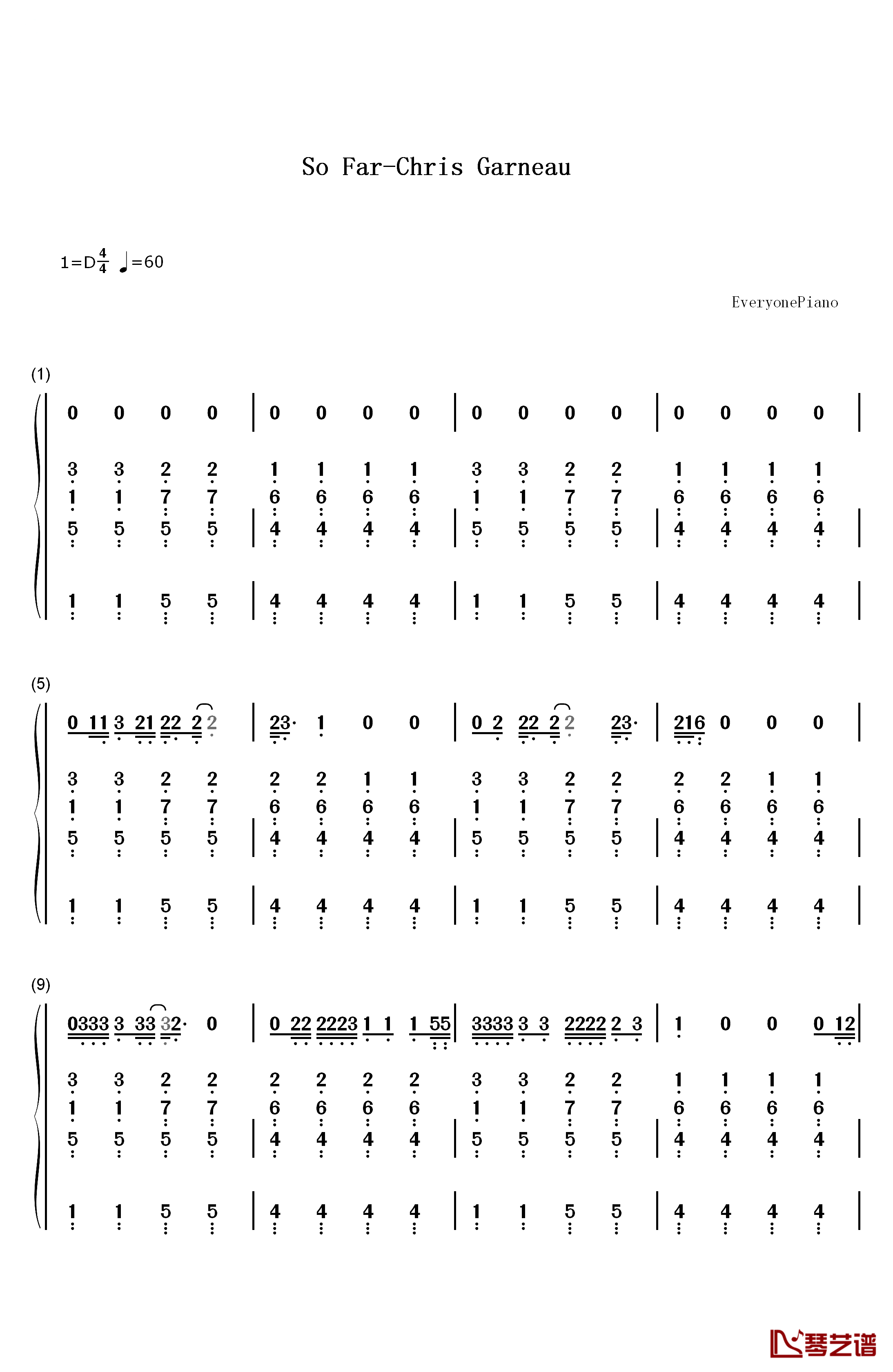 So Far钢琴简谱-数字双手-Chris Garneau