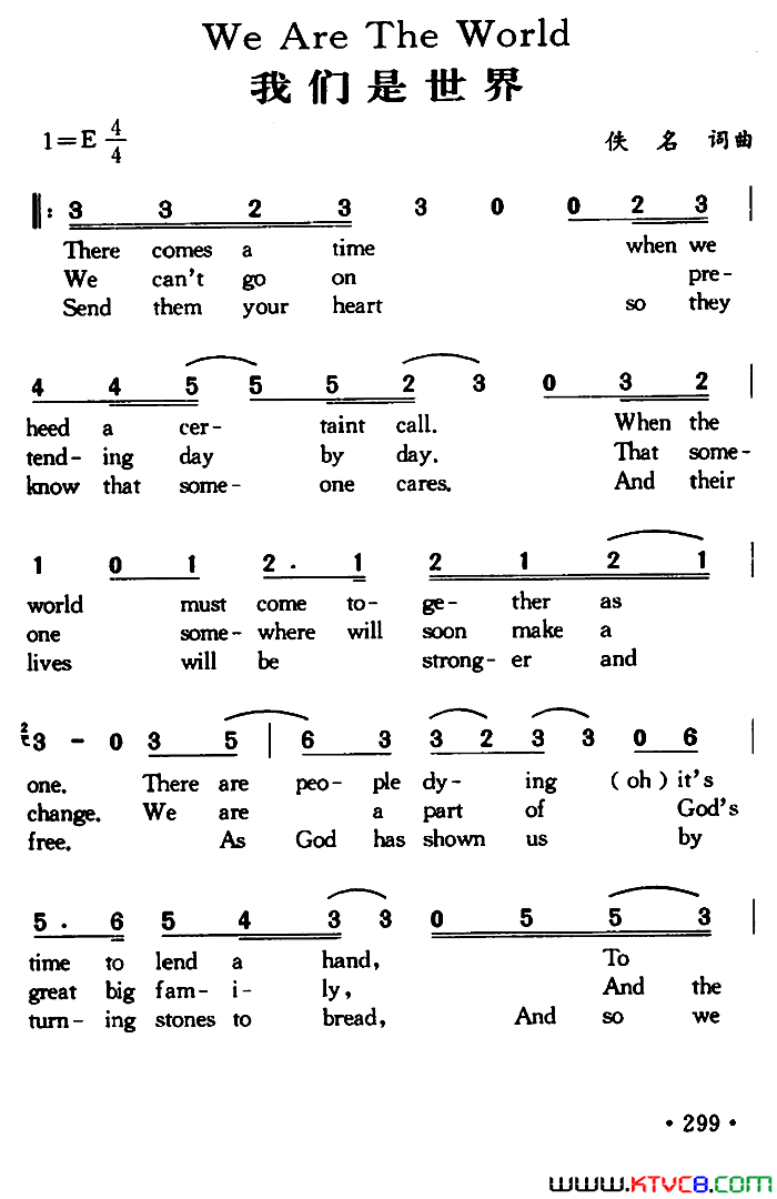WeAreTheWo-rld我们是世界We Are The Wo-rld我们是世界简谱