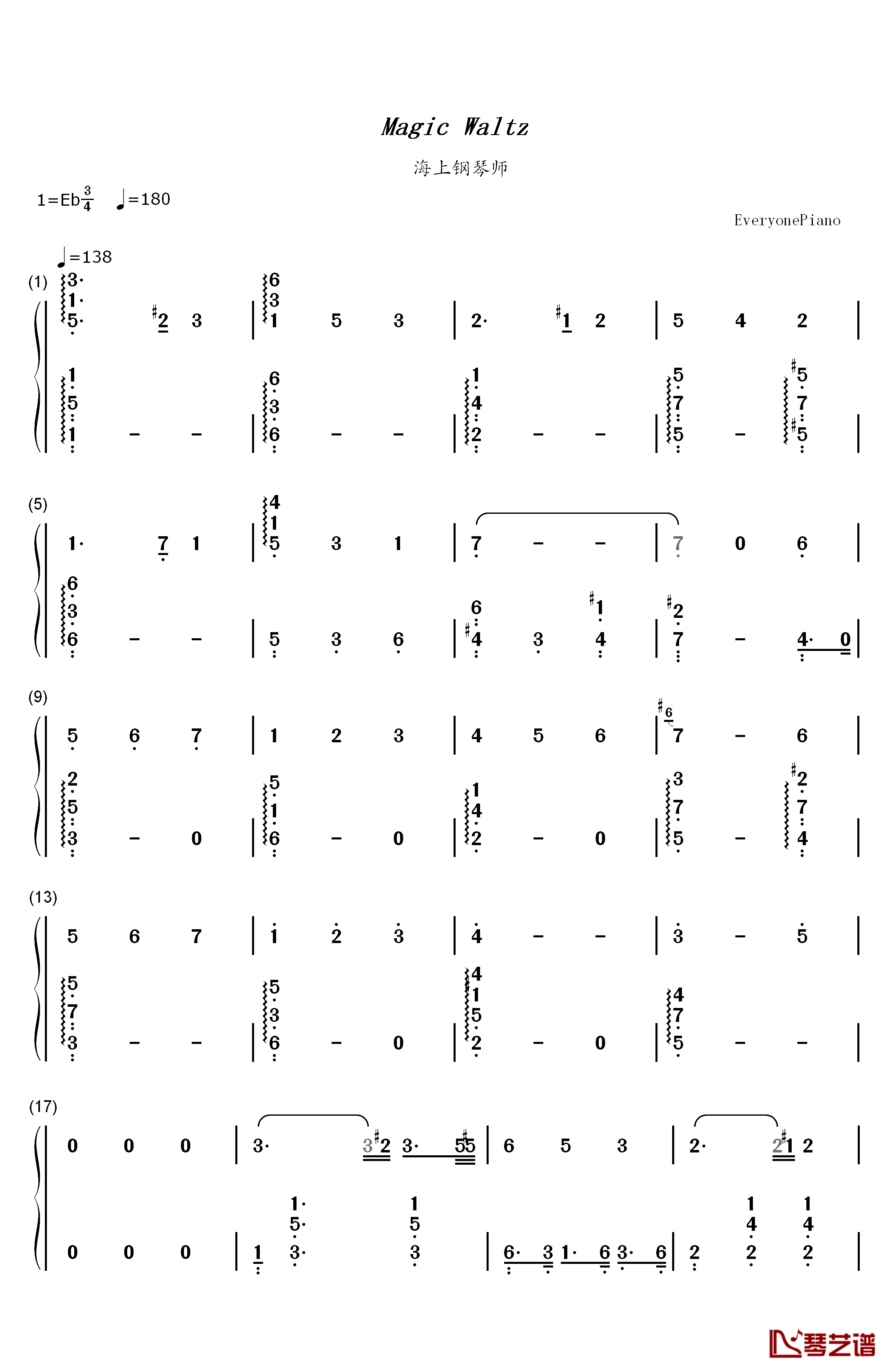 Magic Waltz钢琴简谱-数字双手-Amedeo Tommasi