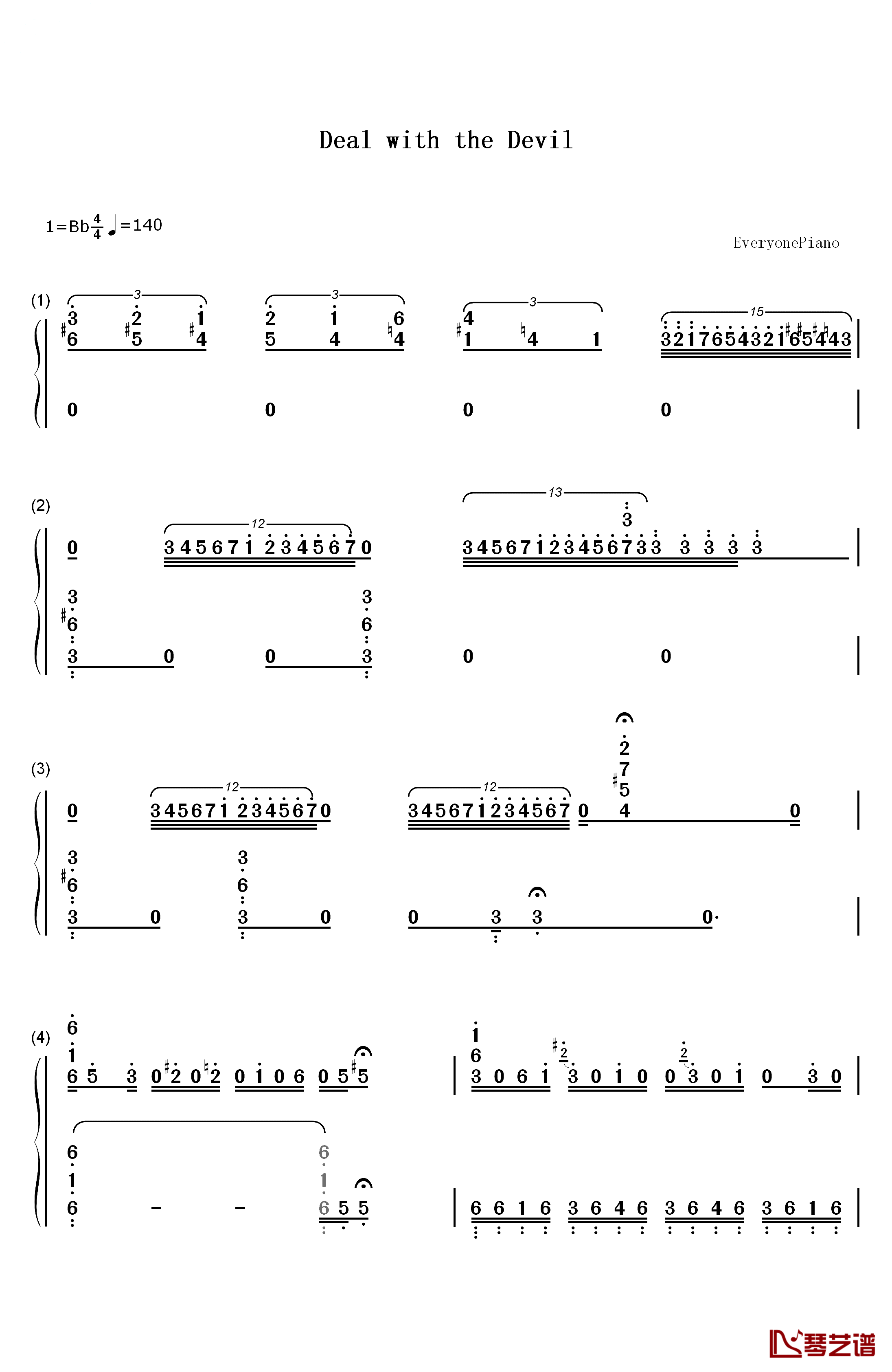 Deal with the Devil钢琴简谱-数字双手-Tia