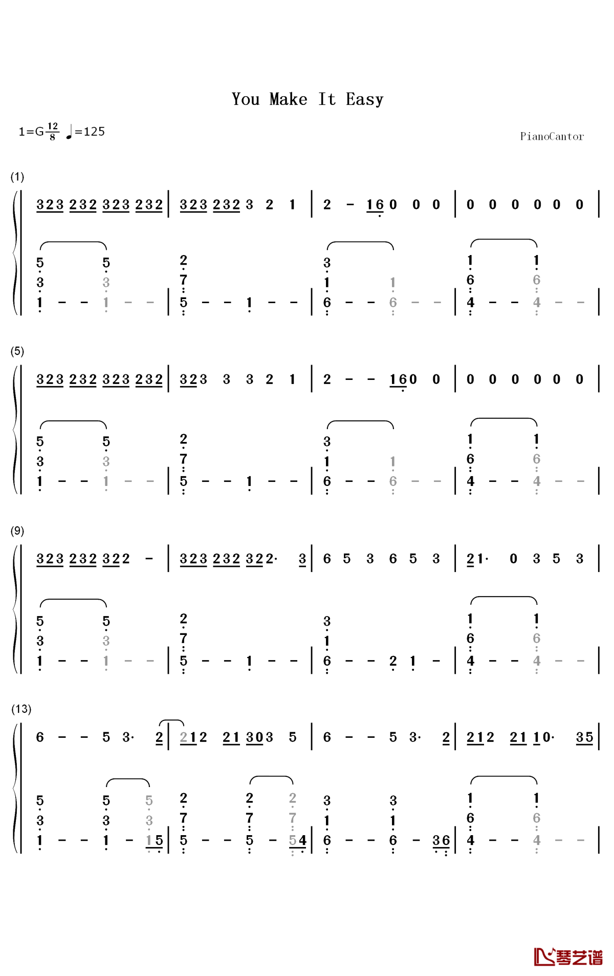 You Make It Easy钢琴简谱-数字双手-Jason Aldean