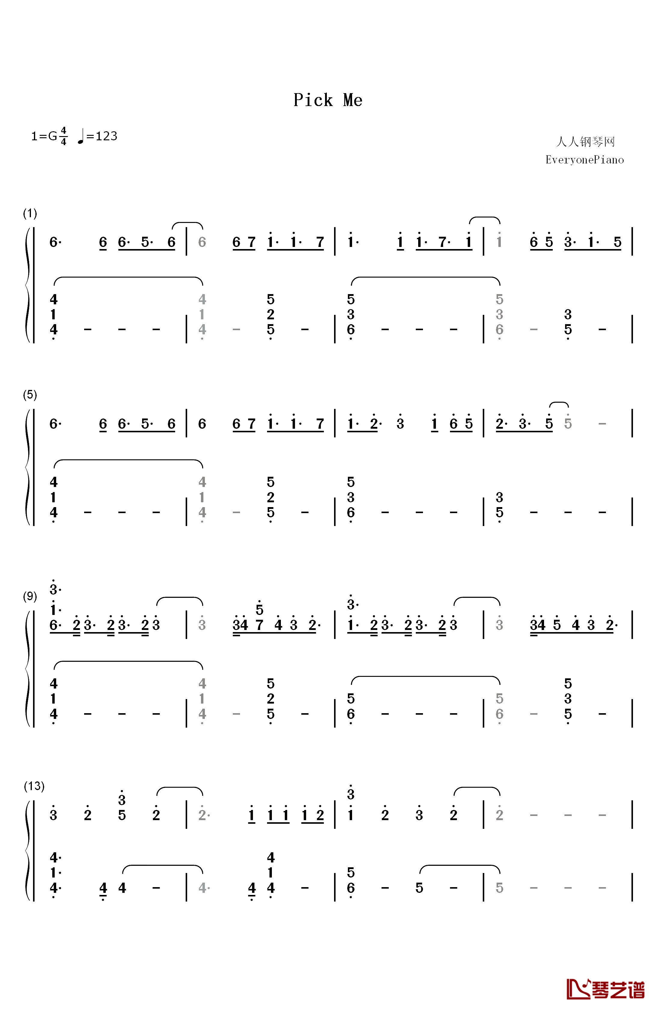 Pick Me钢琴简谱-数字双手-CJ E&M