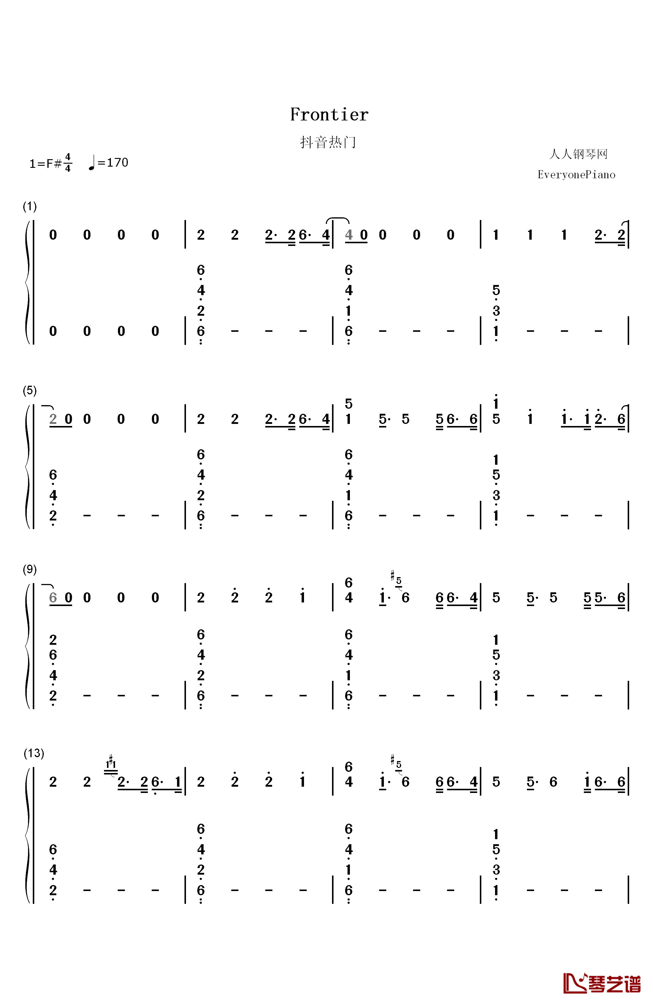 Frontier钢琴简谱-数字双手-Cargo