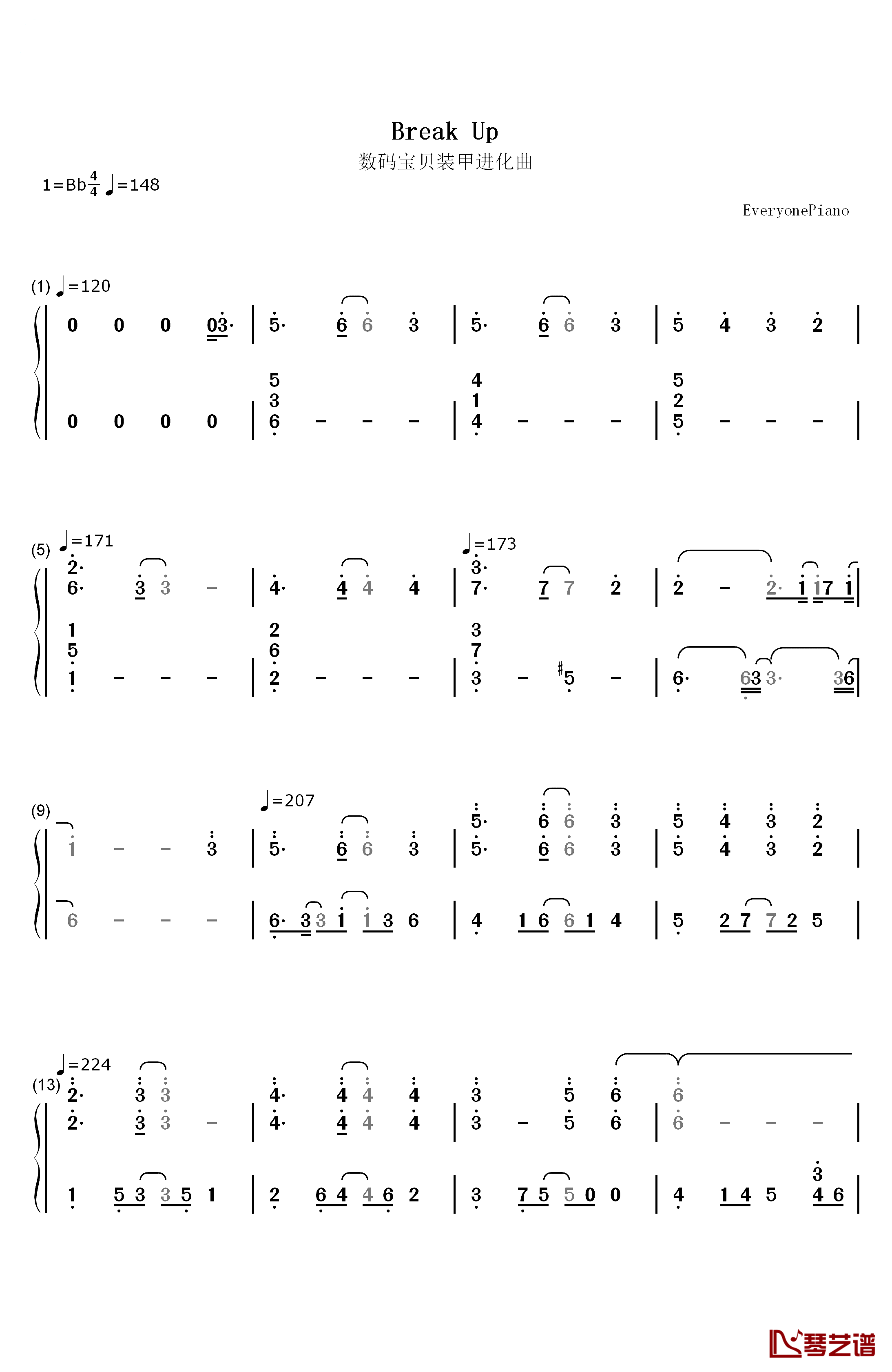 Break Up钢琴简谱-数字双手-宫崎步