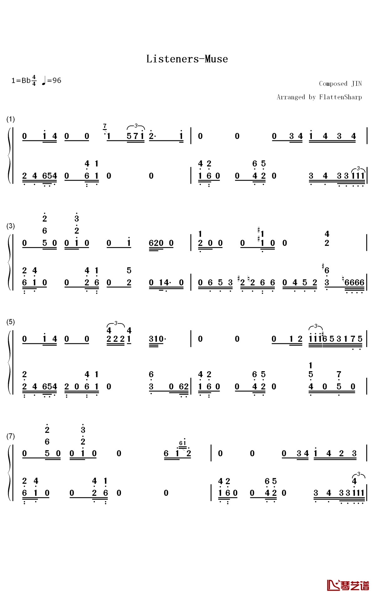 Muse钢琴简谱-数字双手-高桥李依