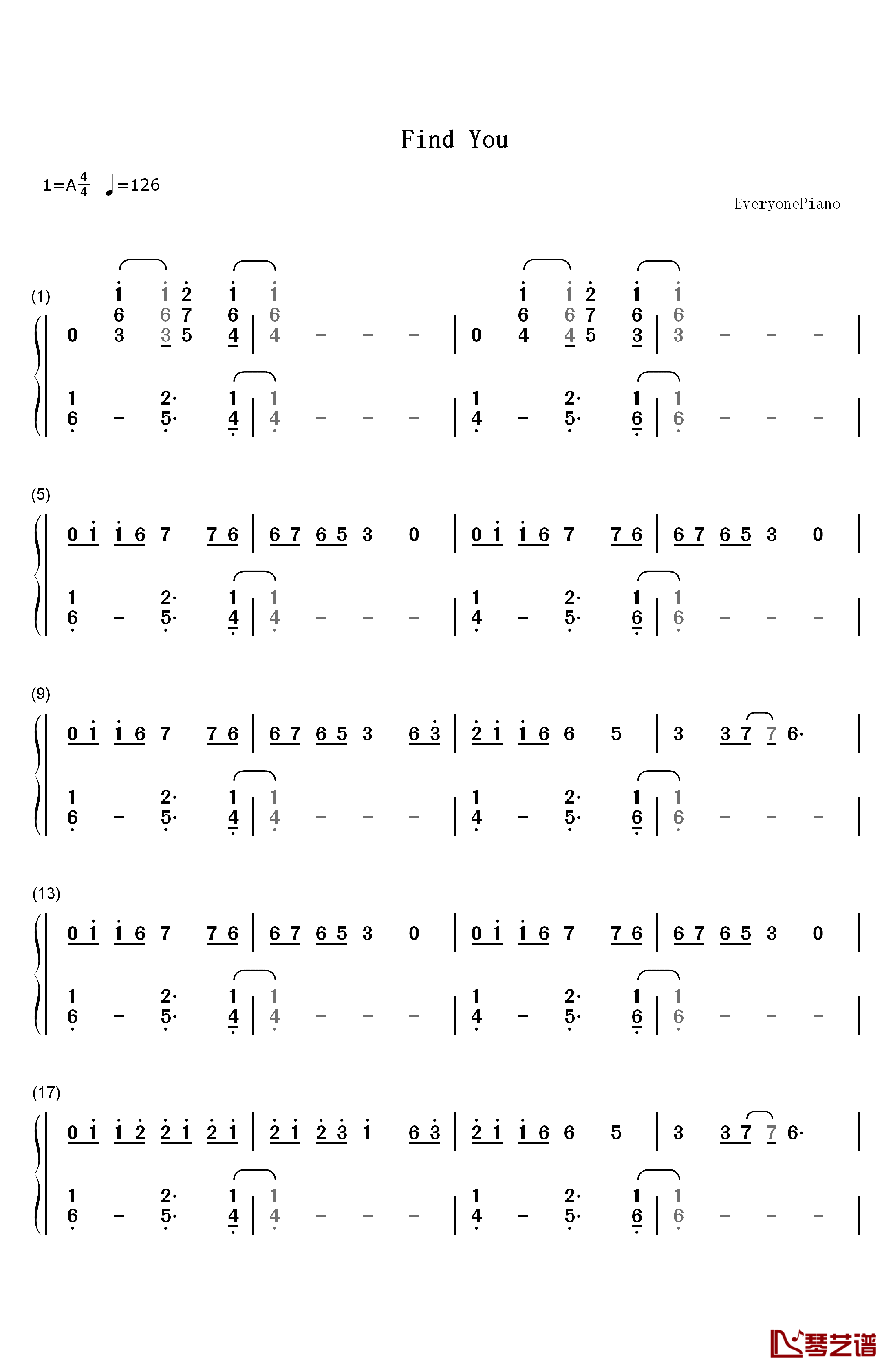 Find You钢琴简谱-数字双手-Nick Jonas