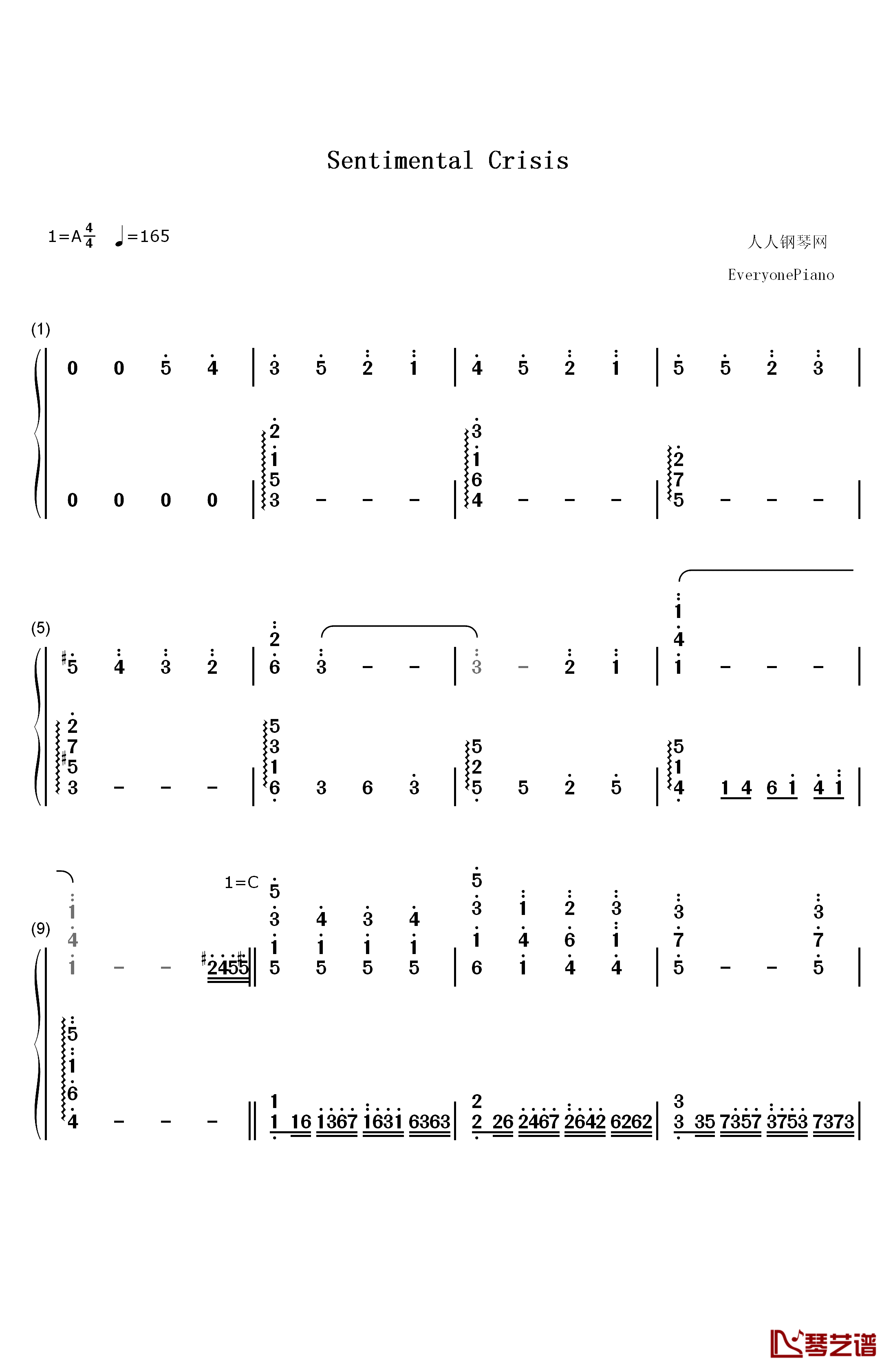 センチメンタルクライシス钢琴简谱-数字双手-Halca