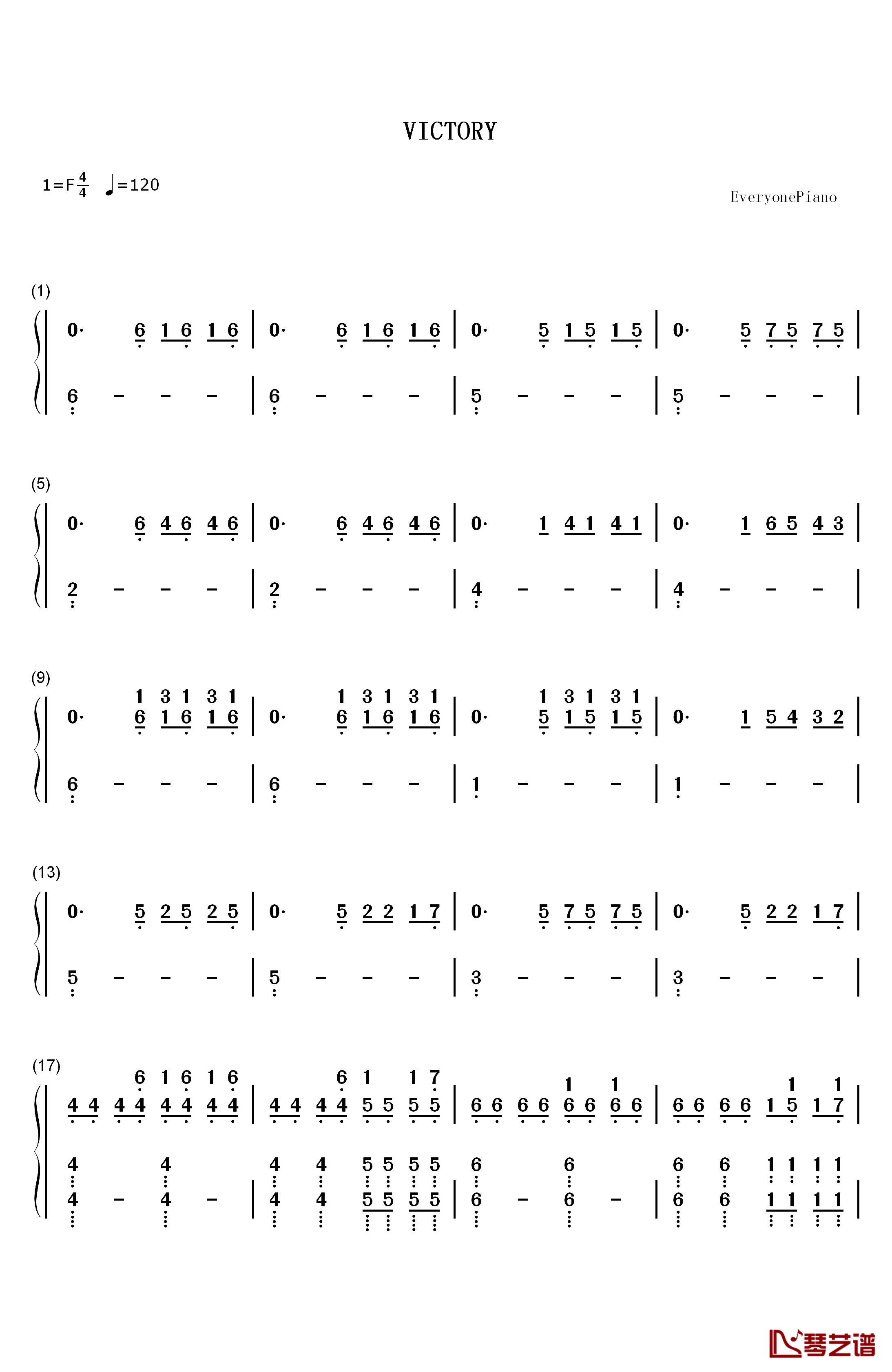 Victory钢琴简谱-数字双手-Two Steps From Hell