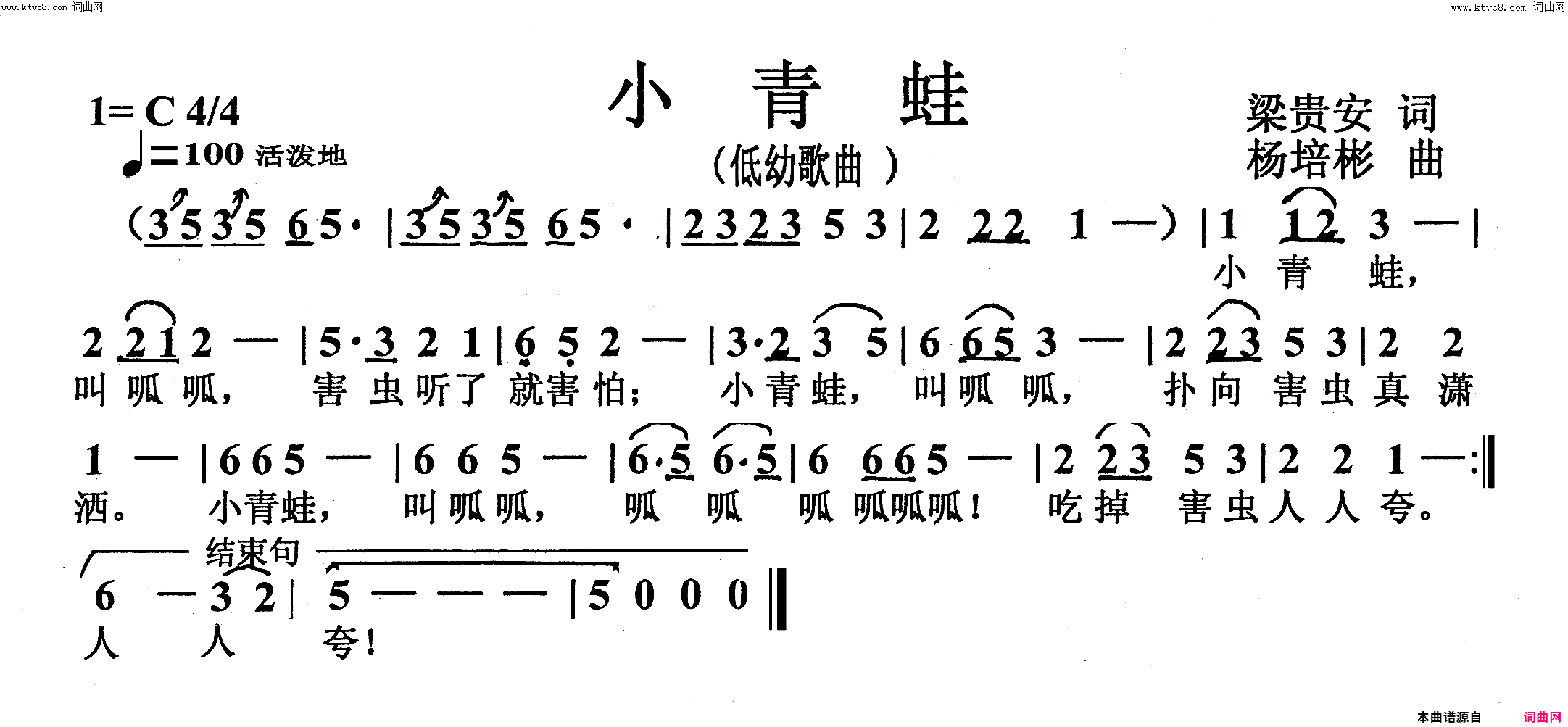 小青蛙低幼歌曲简谱