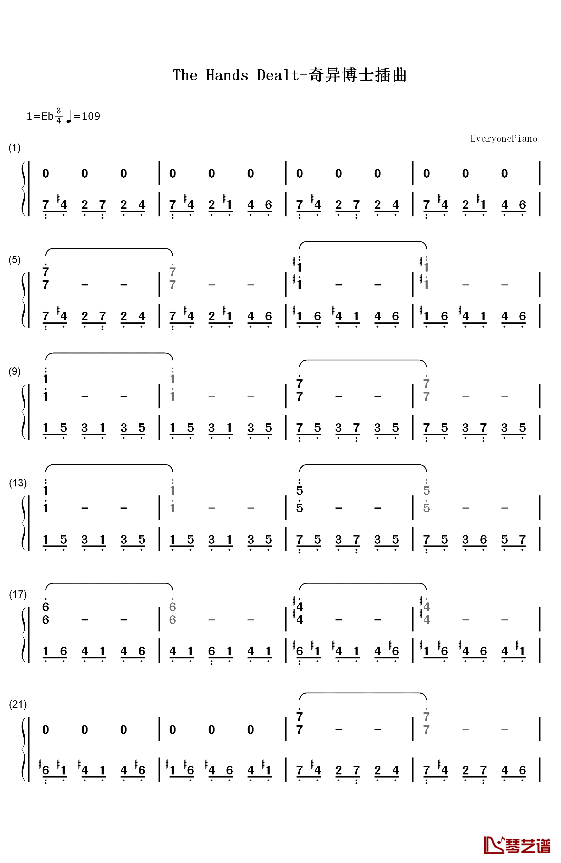 The Hands Dealt钢琴简谱-数字双手-Michael Giacchino