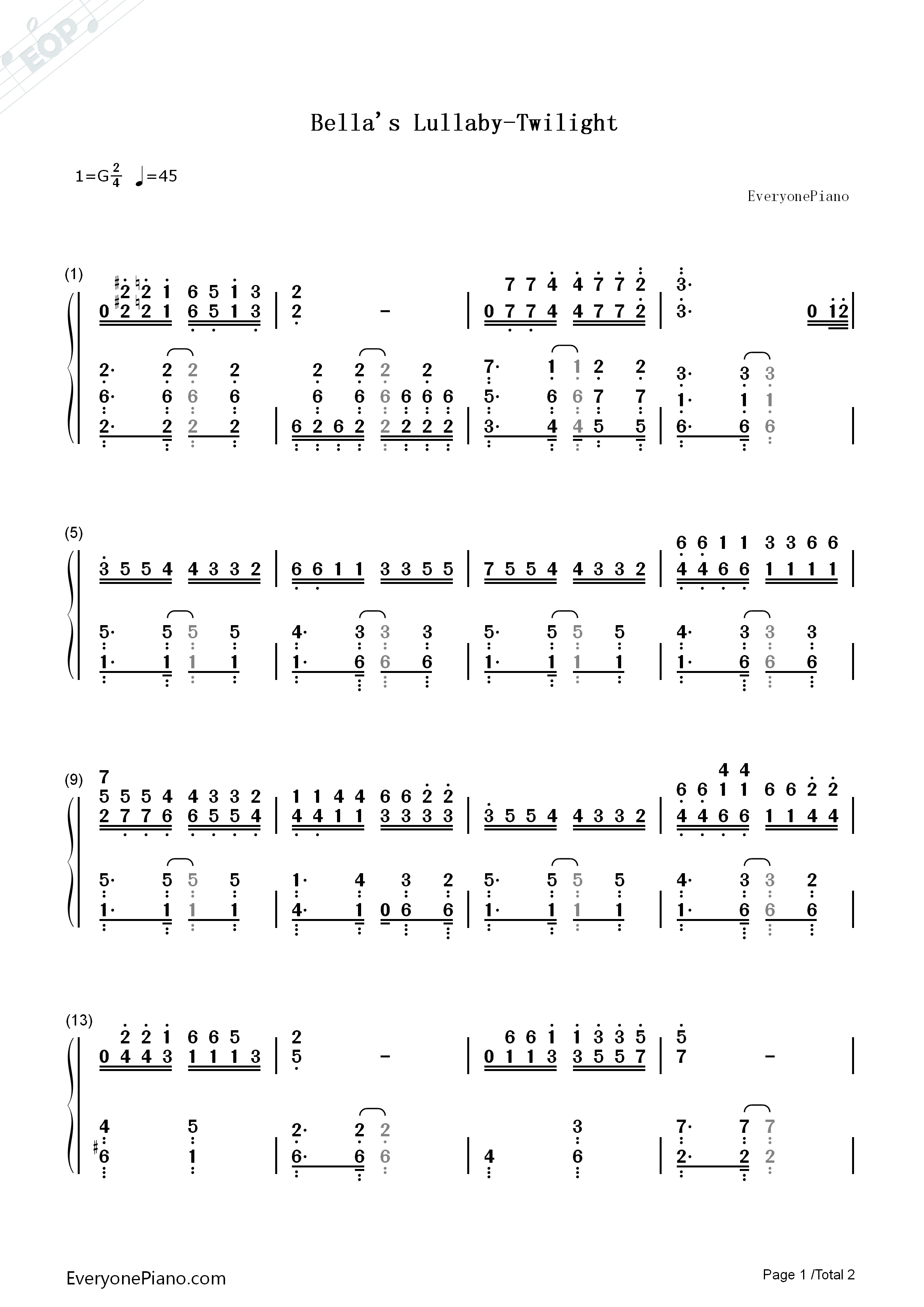 Twilight钢琴简谱-Shirley. R演唱