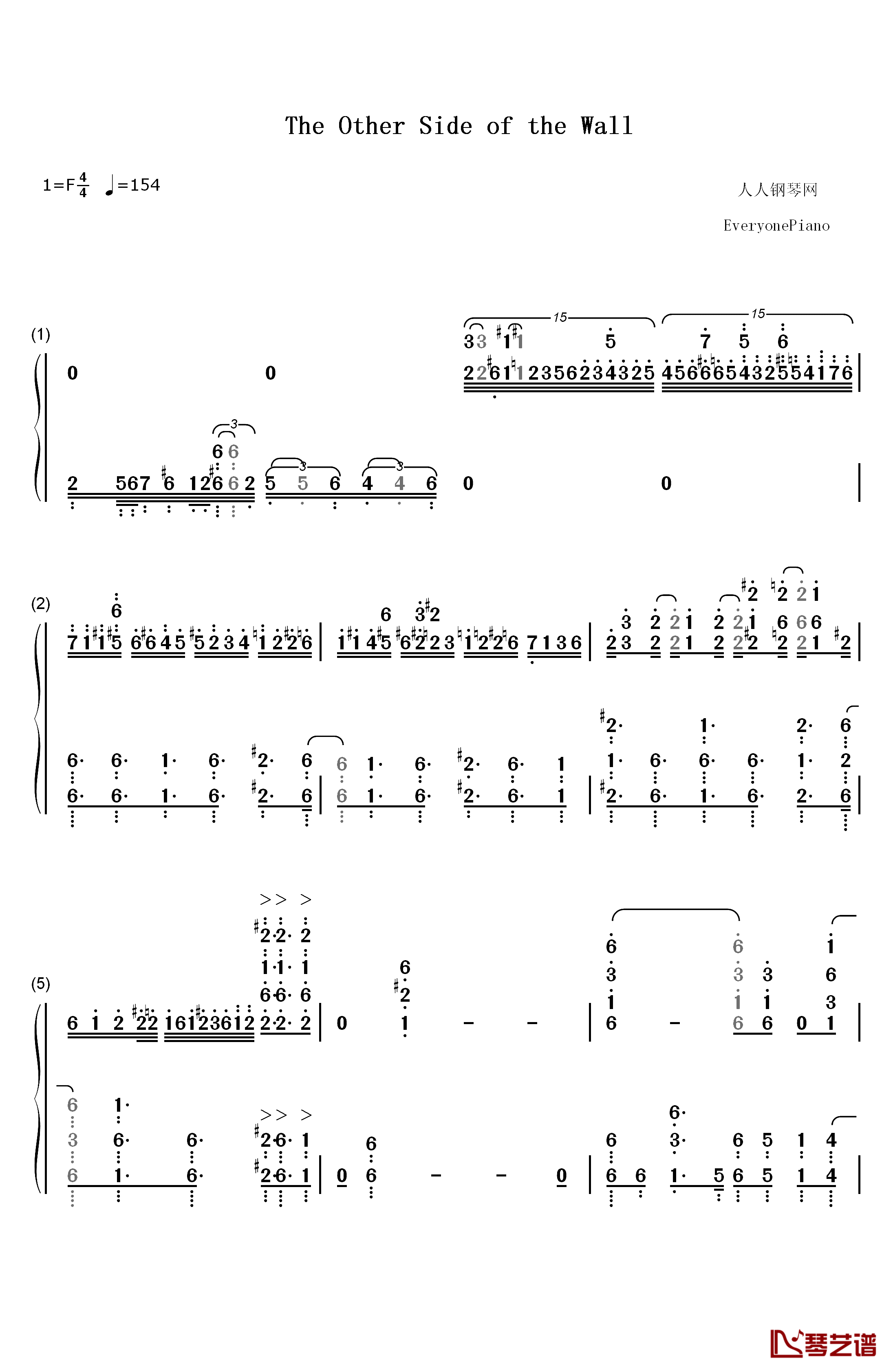 The Other Side Of The Wall钢琴简谱-数字双手-Void_Chords MARU