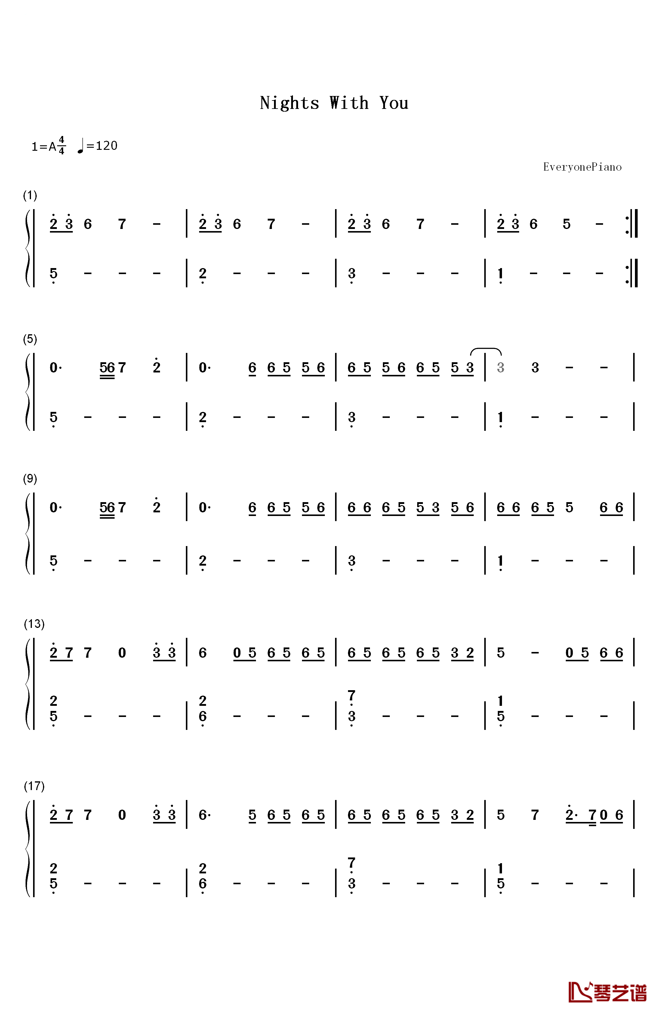 Nights with You钢琴简谱-数字双手-MØ