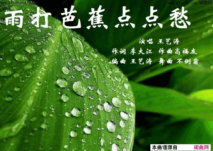 雨打芭蕉点点愁王艺涛唱、舞曲 三步踩不倒翁制作简谱-王艺涛演唱-李大江/高福友词曲