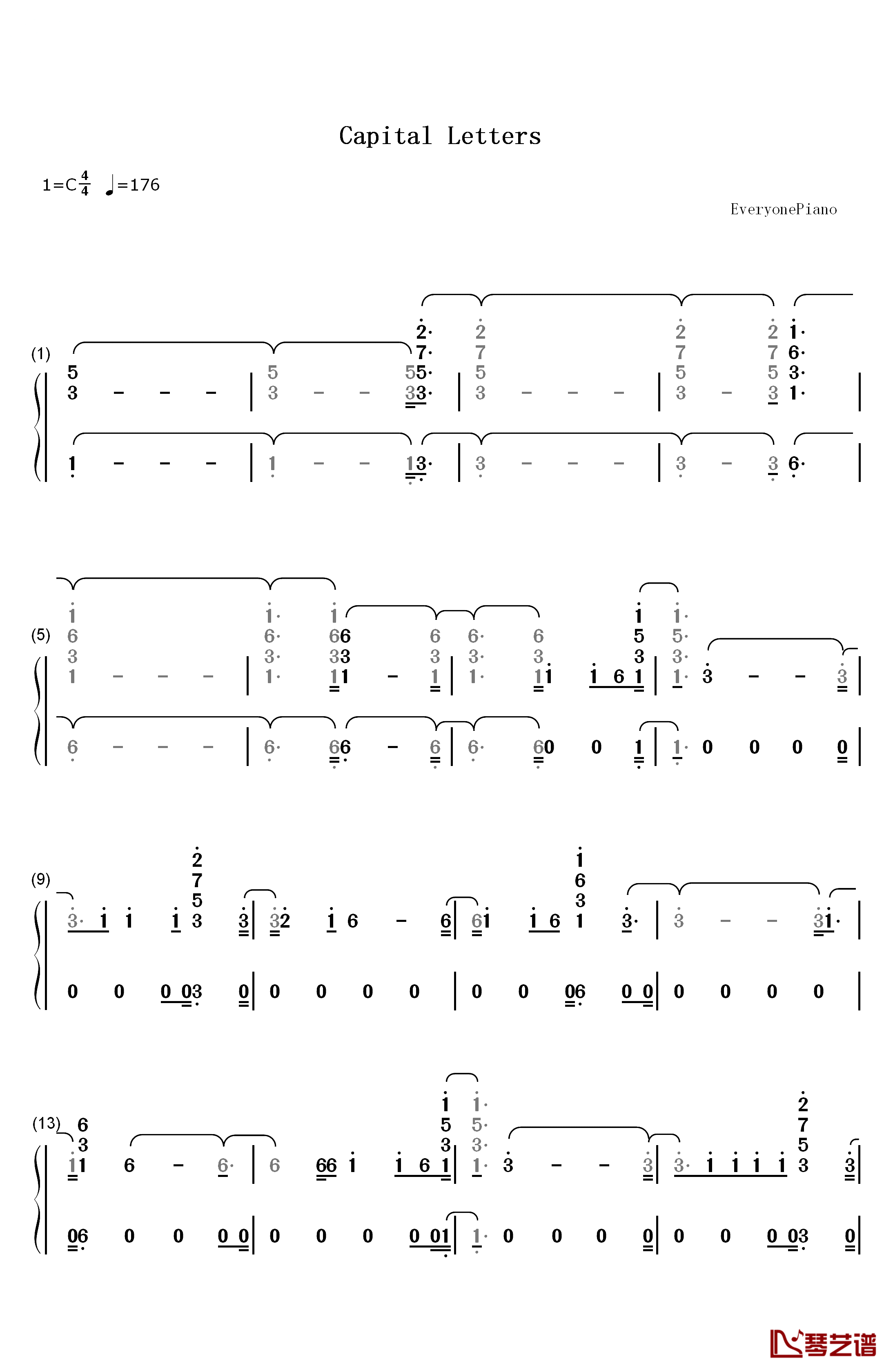 Capital Letters钢琴简谱-数字双手-Hailee Steinfeld