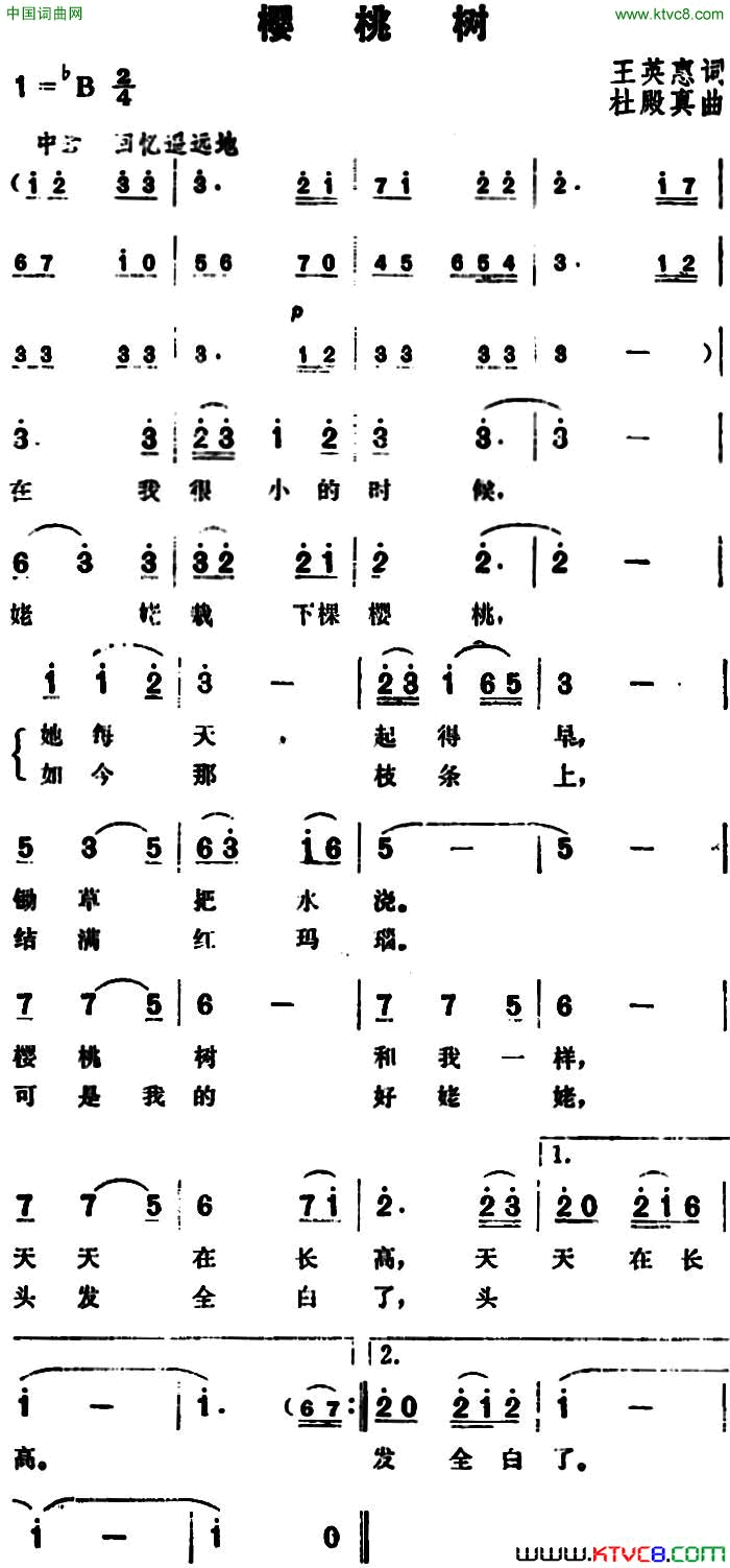 樱桃树简谱