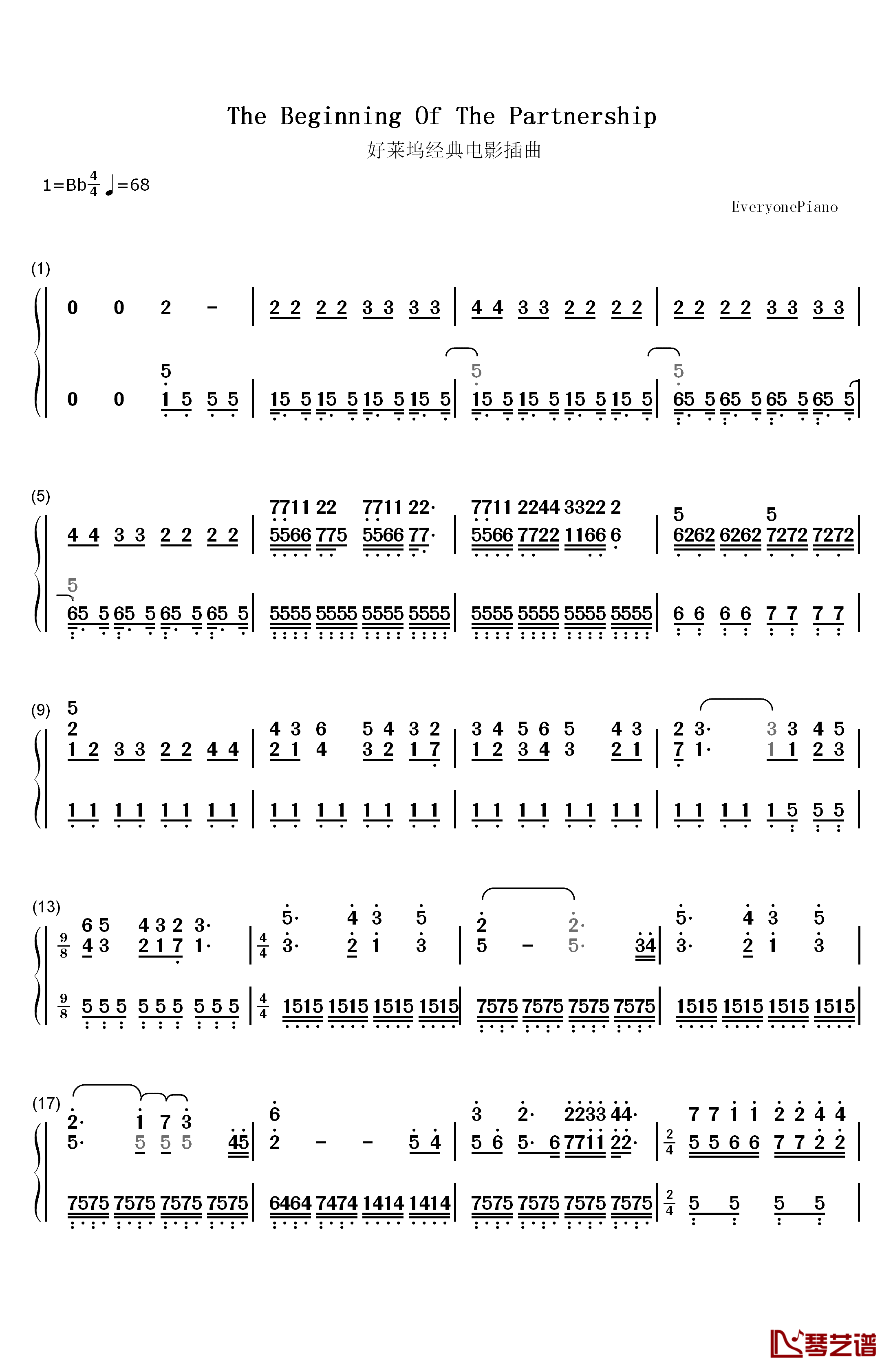 The Beginning of the Partnership钢琴简谱-数字双手-Stephen Warbeck