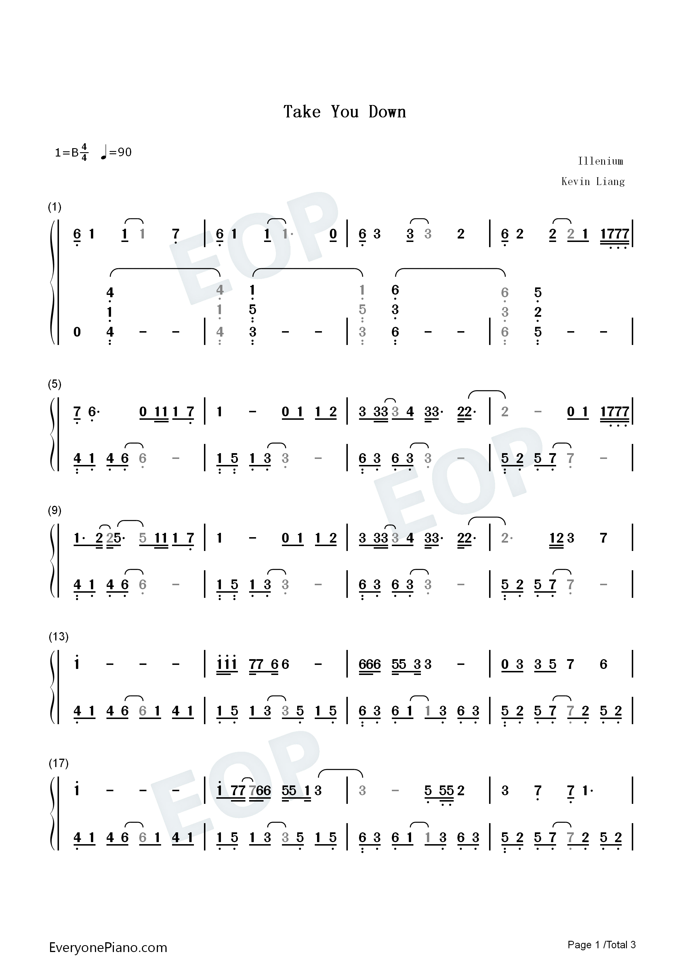 Take You Down钢琴简谱-Illenium演唱