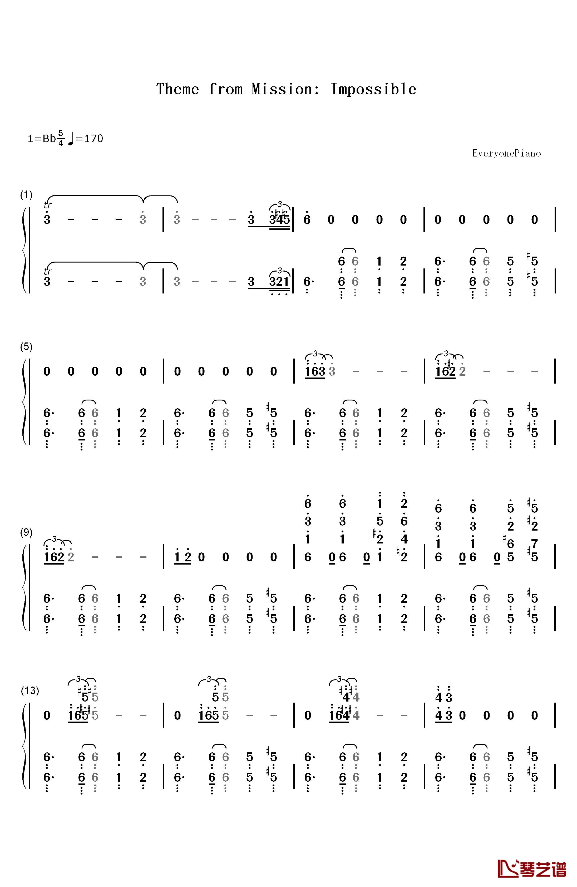 Theme from Mission Impossible钢琴简谱-数字双手-Lalo Schifrin