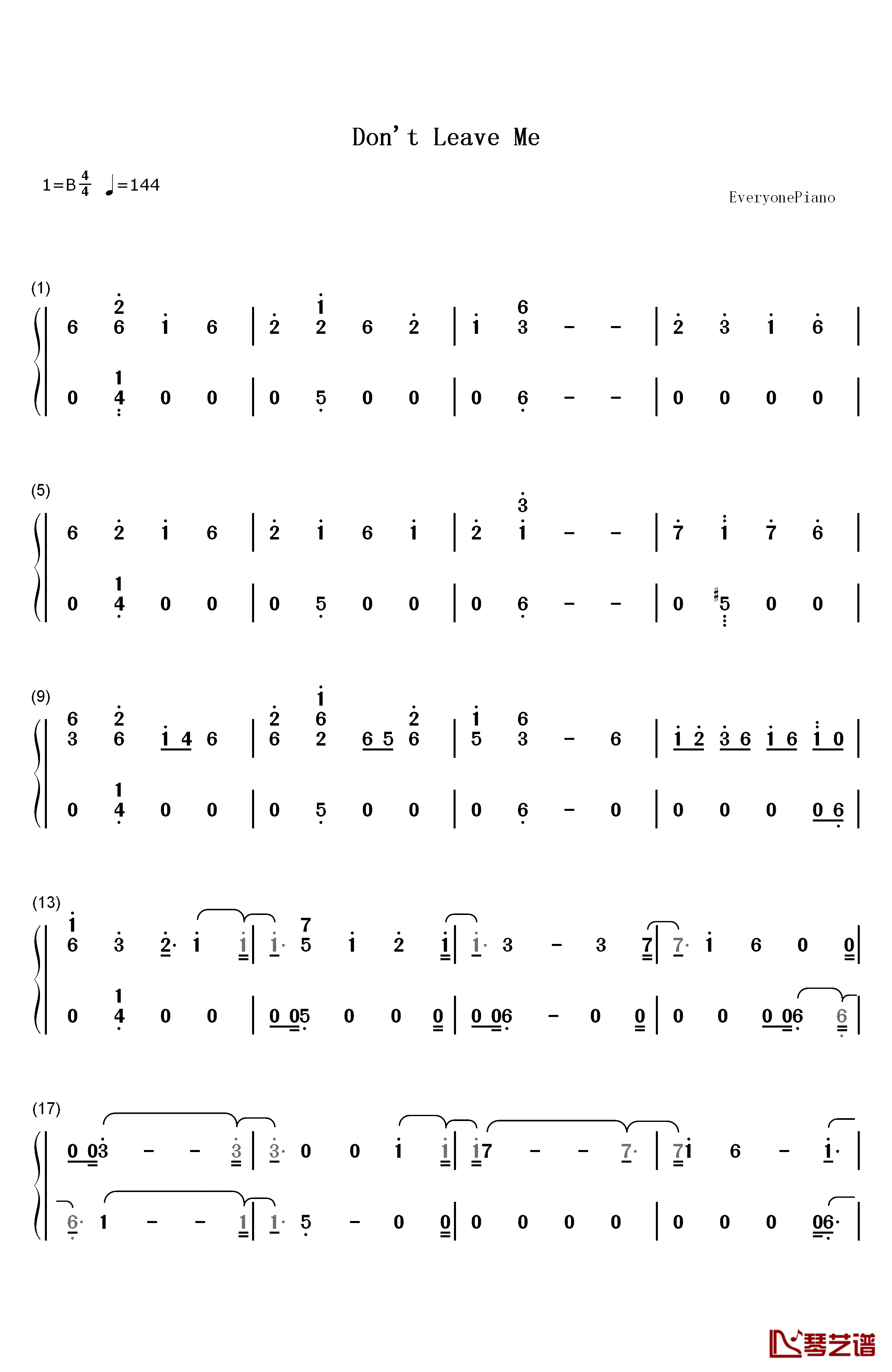 Don't Leave Me钢琴简谱-数字双手-防弹少年团