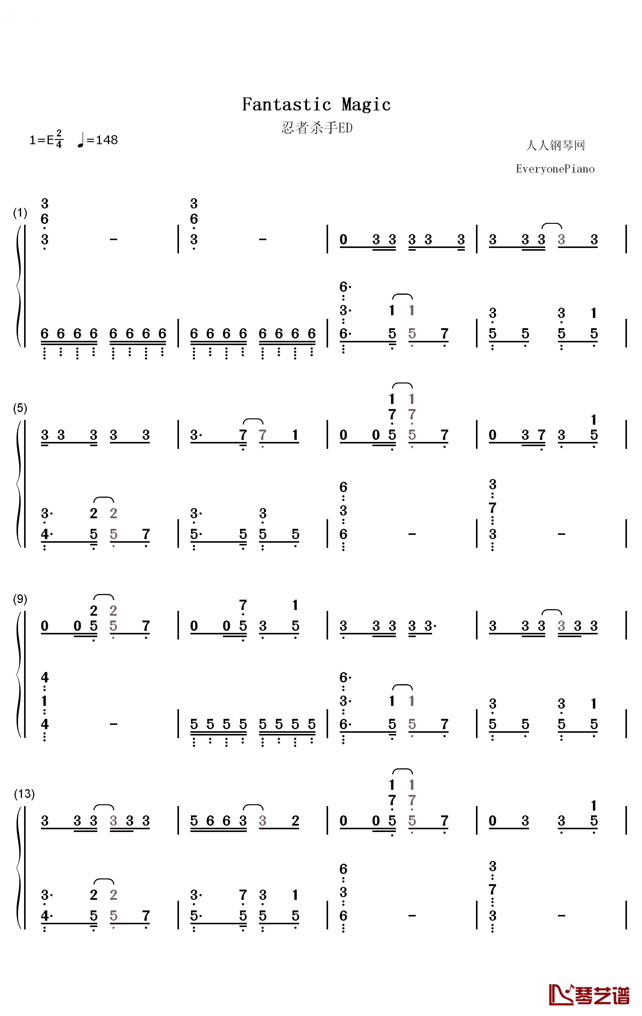 Fantastic Magic钢琴简谱-数字双手-TK from 凛として时雨