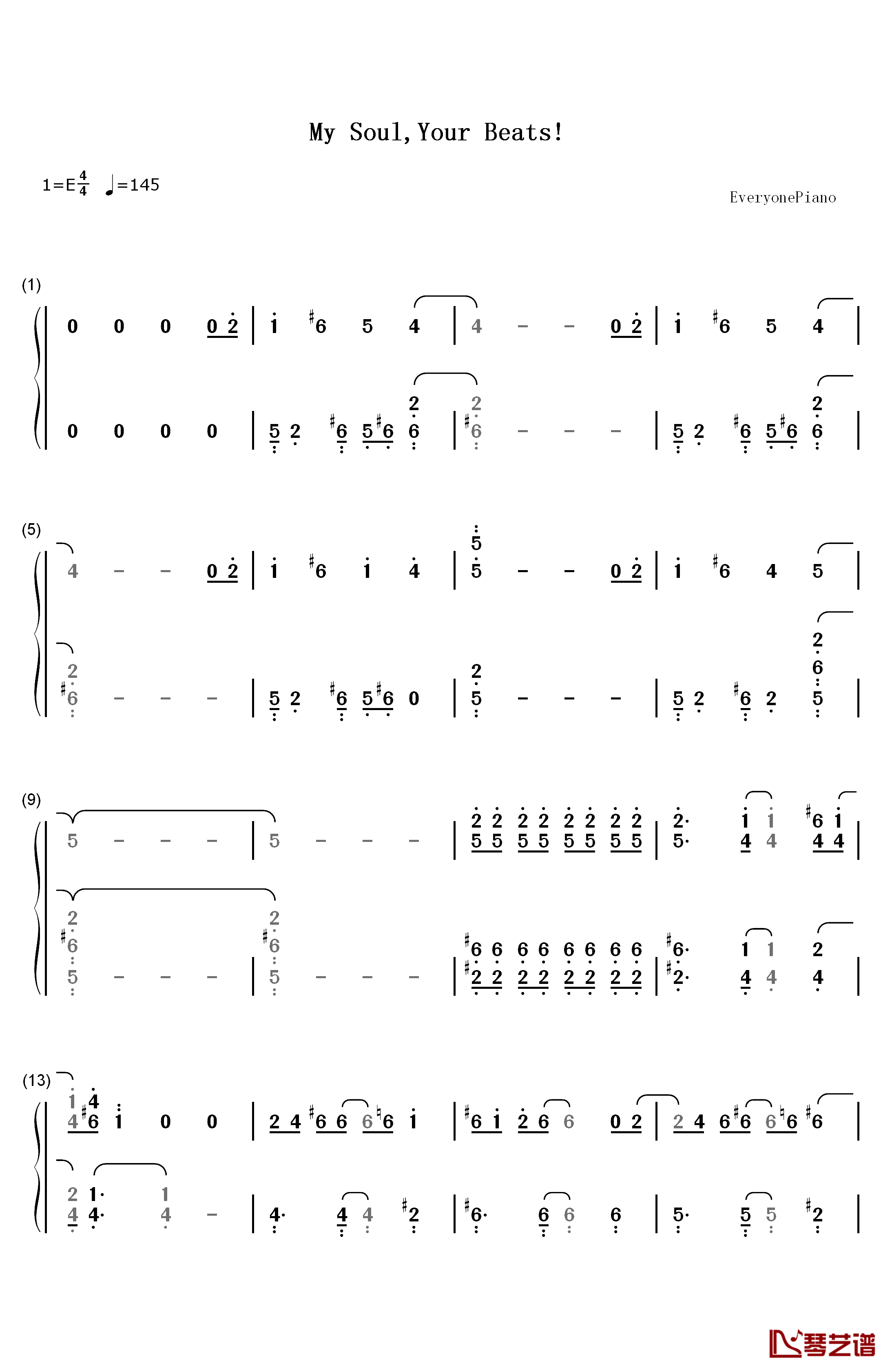 My Soul Your Beats钢琴简谱-数字双手-Lia